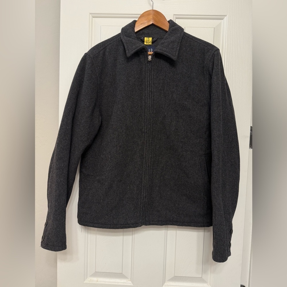 GAP Wool Blend Full Zip Jacket/Coat – Charcoal Gray – Size S